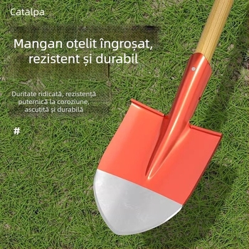 Lopată din oțel mangan pentru săpat sol, uz casnic, îndepărtarea zăpezii, lamă plată, formă pătrată pentru construcții și agricultură
