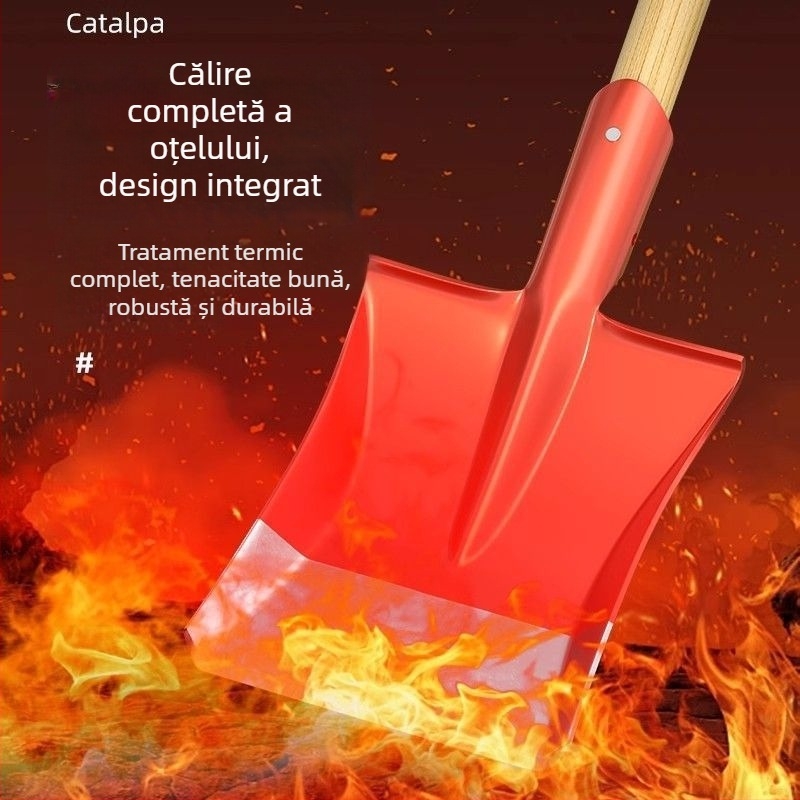 Lopată din oțel mangan pentru săpat sol, uz casnic, îndepărtarea zăpezii, lamă plată, formă pătrată pentru construcții și agricultură