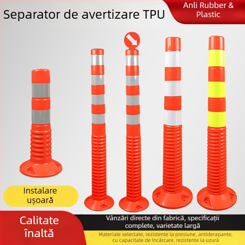 Stâlpi de avertizare din TPU, cu elasticitate mare, duri și rezistenți la compresie, rezistenți la impact și revenire, stâlpi exterior reflectanți, protecție cu film de înaltă rezistență