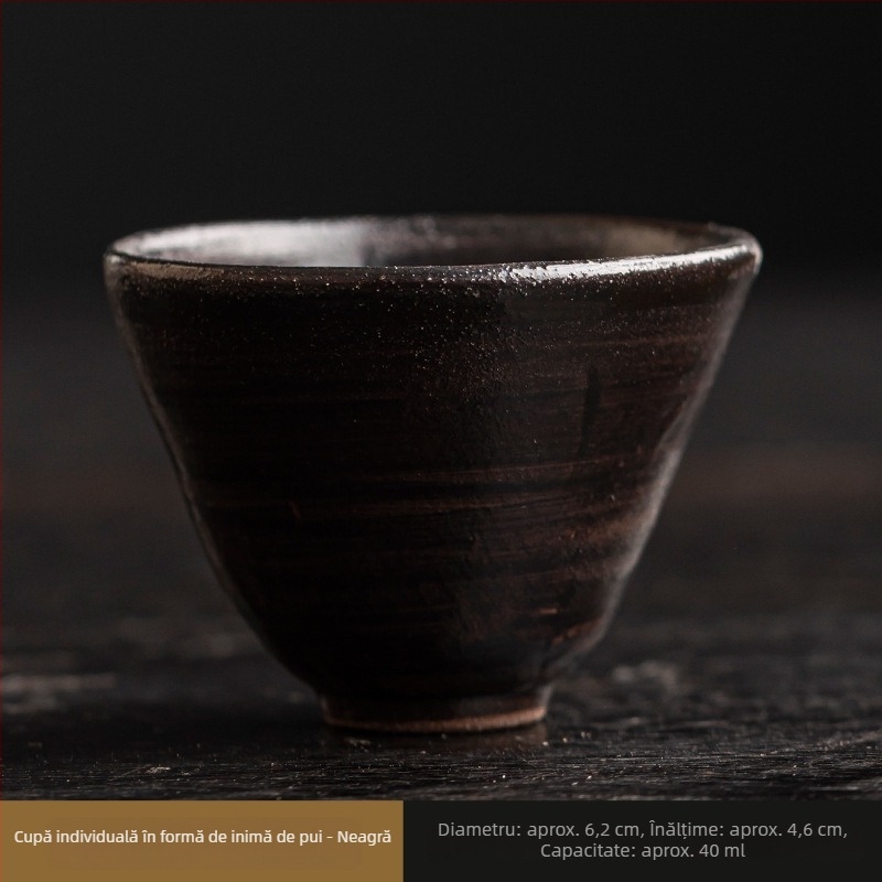 Ceasă de ceai ceramică, lucrată manual, în stil wabi-sabi, cu glazură pudră, ceașcă de degustare a ceaiului pentru uz casnic