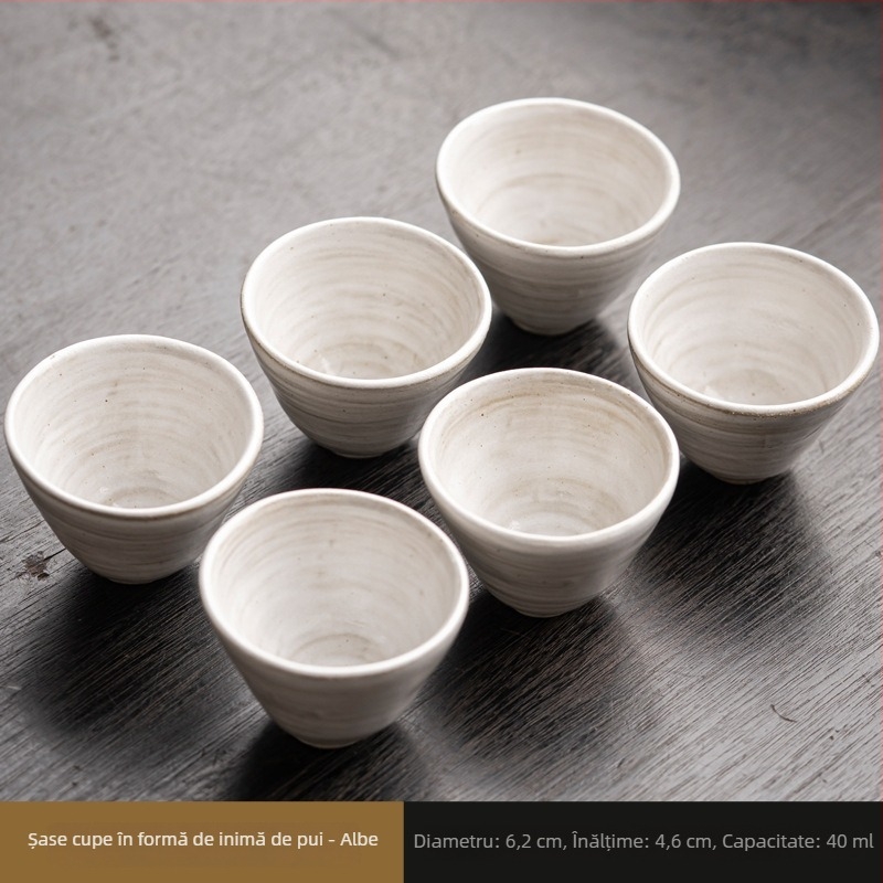 Ceasă de ceai ceramică, lucrată manual, în stil wabi-sabi, cu glazură pudră, ceașcă de degustare a ceaiului pentru uz casnic