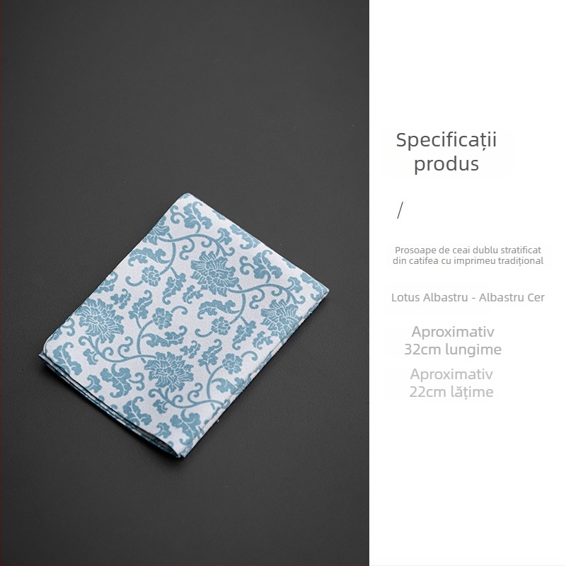 Prosop dublu față pentru ceai din fleece, imprimat în stil chinezesc, pentru masă de ceai acasă – față de masă absorbentă pentru ceremonia Zen