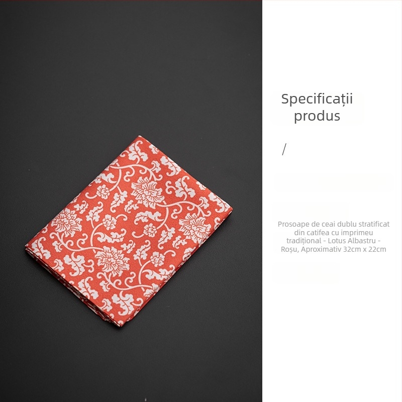 Prosop dublu față pentru ceai din fleece, imprimat în stil chinezesc, pentru masă de ceai acasă – față de masă absorbentă pentru ceremonia Zen