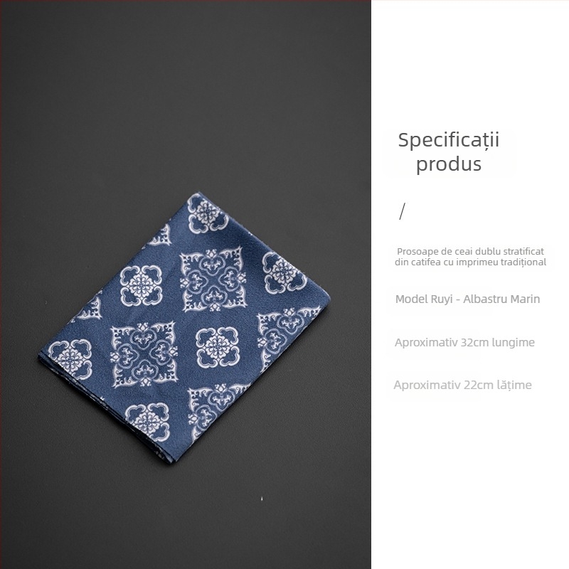 Prosop dublu față pentru ceai din fleece, imprimat în stil chinezesc, pentru masă de ceai acasă – față de masă absorbentă pentru ceremonia Zen