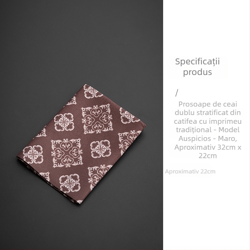 Prosop dublu față pentru ceai din fleece, imprimat în stil chinezesc, pentru masă de ceai acasă – față de masă absorbentă pentru ceremonia Zen