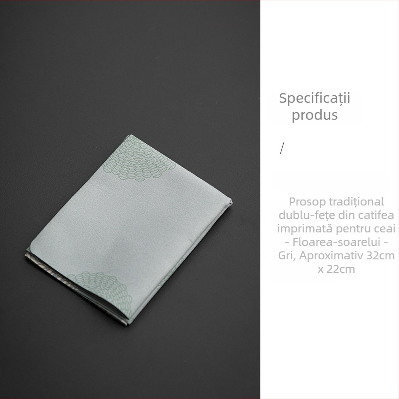 Prosop dublu față pentru ceai din fleece, imprimat în stil chinezesc, pentru masă de ceai acasă – față de masă absorbentă pentru ceremonia Zen