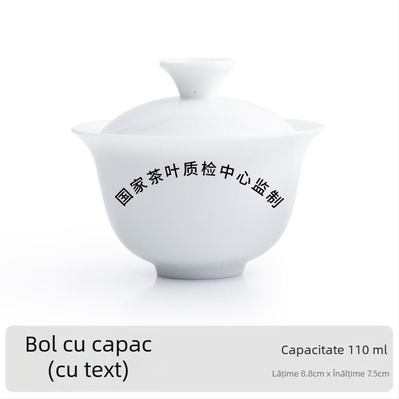 Cupa de degustare pentru ceai Oolong, porţelan alb cu capac, certificat QS, destinată evaluării frunzelor şi instruirii; potrivită pentru logo