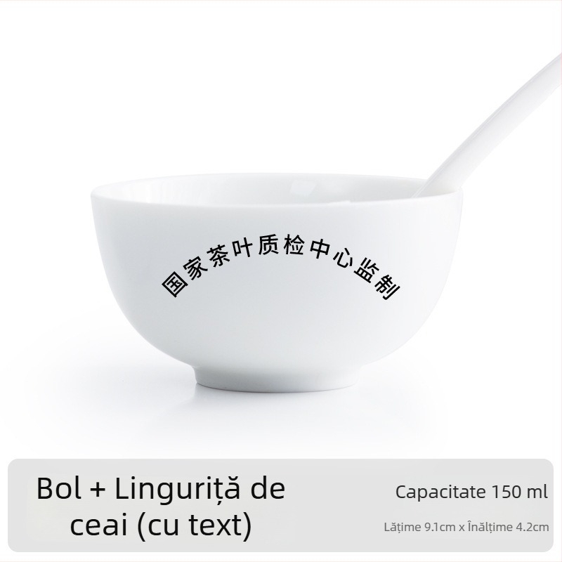 Cupa de degustare pentru ceai Oolong, porţelan alb cu capac, certificat QS, destinată evaluării frunzelor şi instruirii; potrivită pentru logo