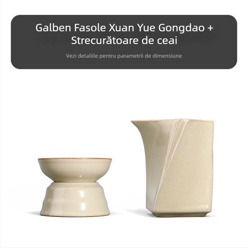 Set de ceai Ru Kiln cu bol cu capac conic și cești Kung Fu, stil chinezesc, compact modern, mic set nou stil chinezesc