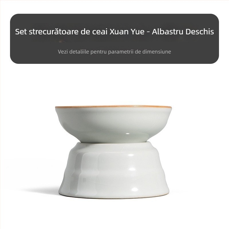Set de ceai Ru Kiln cu bol cu capac conic și cești Kung Fu, stil chinezesc, compact modern, mic set nou stil chinezesc