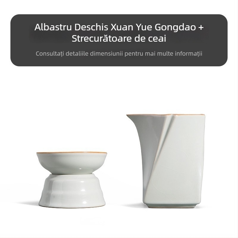 Set de ceai Ru Kiln cu bol cu capac conic și cești Kung Fu, stil chinezesc, compact modern, mic set nou stil chinezesc