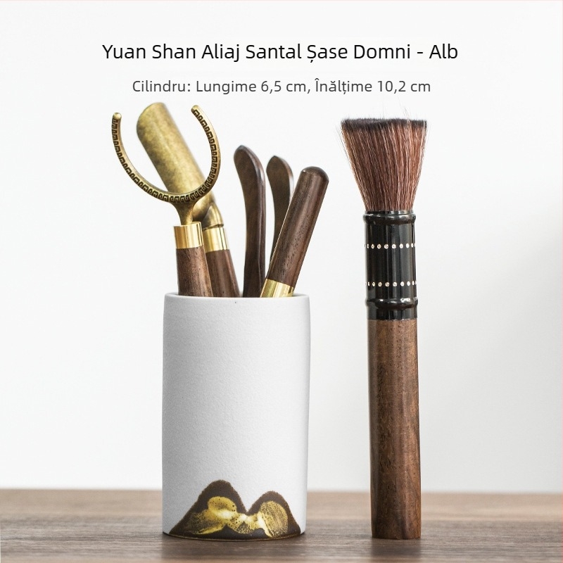 Set de ceremonie a ceaiului Six Gentlemen cu accesorii Kung Fu: clește pentru ceai, linguriță pentru ceai, cuțit Pu'er