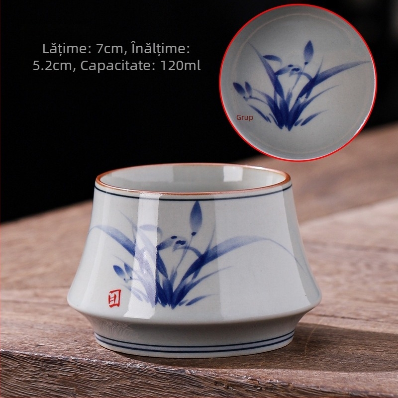 Ceașcă de ceai bleu-albastru din lut vechi Dehua, ceremonie Gongfu, stil Jian Zhan, ceașcă unică