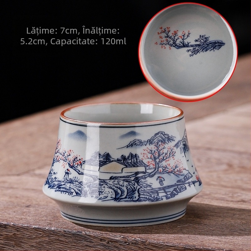 Ceașcă de ceai bleu-albastru din lut vechi Dehua, ceremonie Gongfu, stil Jian Zhan, ceașcă unică