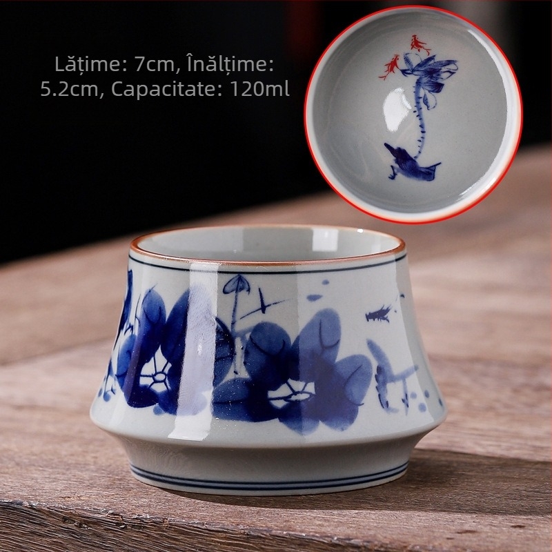 Ceașcă de ceai bleu-albastru din lut vechi Dehua, ceremonie Gongfu, stil Jian Zhan, ceașcă unică