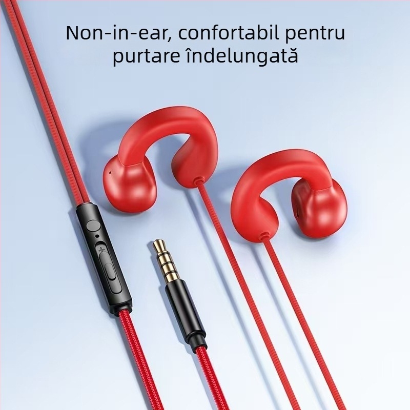 Căști cu clips, cu fir, difuzor dinamic, confortabile pentru purtare îndelungată, cablu 2,3 m / 1,2 m, pentru telefon, desktop, laptop și gaming