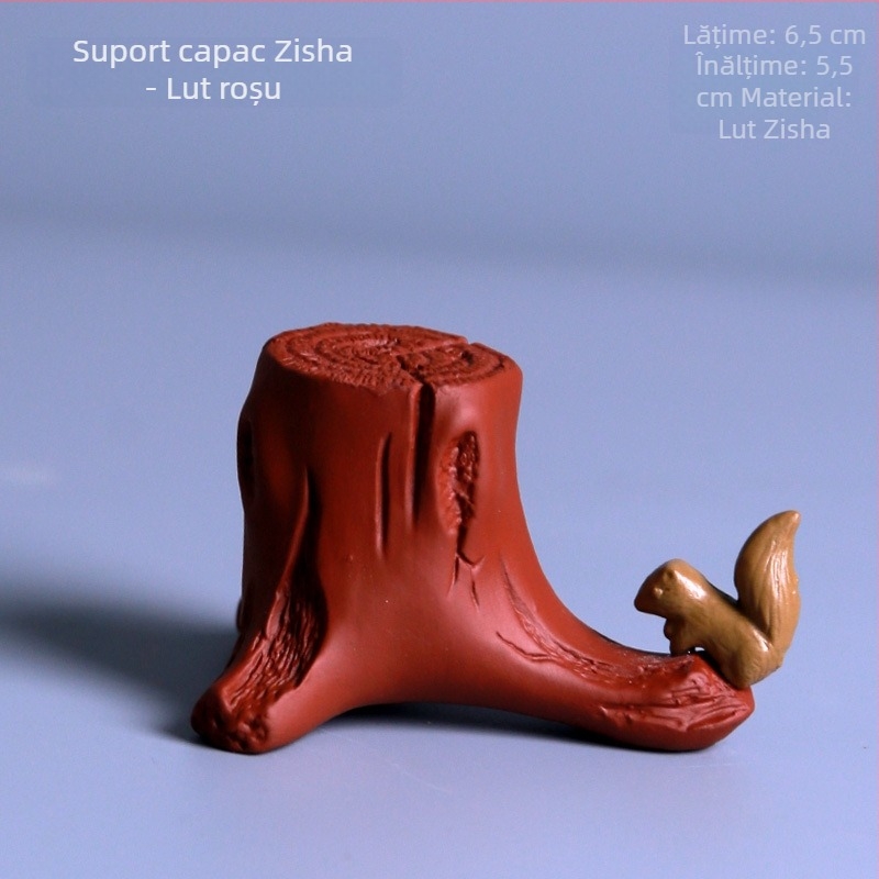 Accesorii pentru ceai din nisip purpurie, design cu buștean uscat: suport pentru ceainic, suport pentru pix, mic obiect decorativ, suport gaiwan
