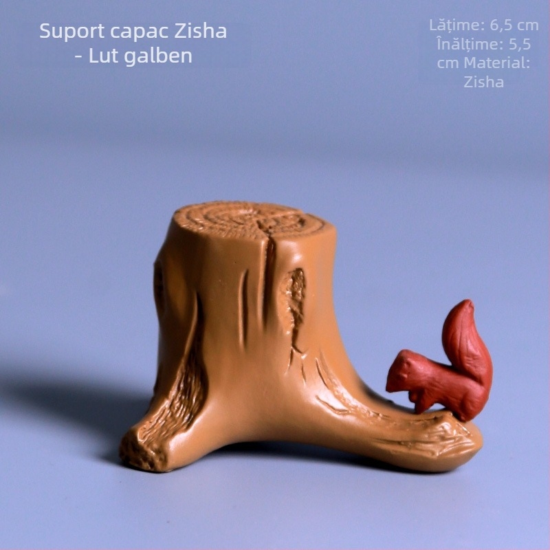 Accesorii pentru ceai din nisip purpurie, design cu buștean uscat: suport pentru ceainic, suport pentru pix, mic obiect decorativ, suport gaiwan