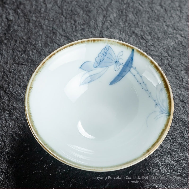 Ceșcuță Gongfu pictată, ceramică albastru‑alb, porțelan, ceașcă mică de degustare a ceaiului