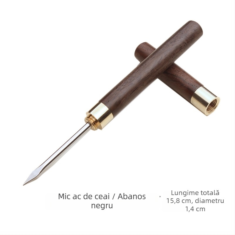 Set de accesorii pentru ceai: ac de ceai din abanos, cuțit de ceai din lemn de palisandru, con de ceai Pu'er, disc de ceai, accesorii pentru ceremonia ceaiului, opțiune cu logo prin laser