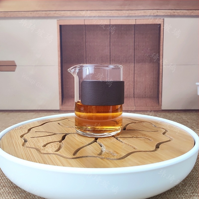 Set Gongfu de ceai transparent în stil japonez, cu ceașcă de egalizare din sticlă rezistentă la căldură și separator din sticlă, pentru uz casnic