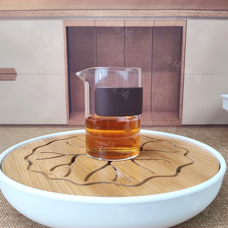 Set Gongfu de ceai transparent în stil japonez, cu ceașcă de egalizare din sticlă rezistentă la căldură și separator din sticlă, pentru uz casnic