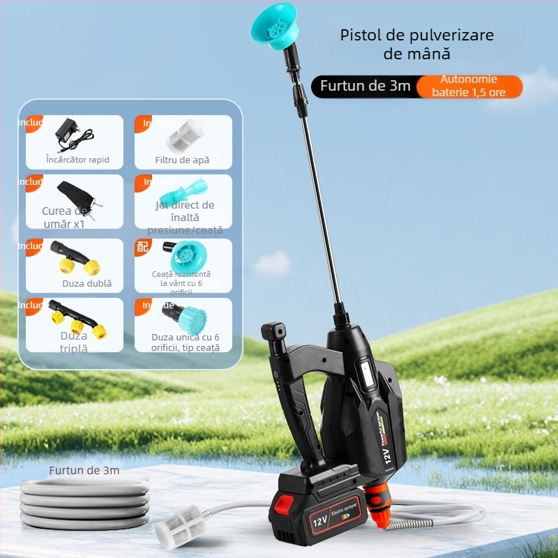 Pistol de pulverizare electric cu presiune înaltă pentru aplicarea pesticidelor și dezinfectare, utilizare agricolă și casnică, baterie litiu înlocuibilă, conector Makita, încărcare universală