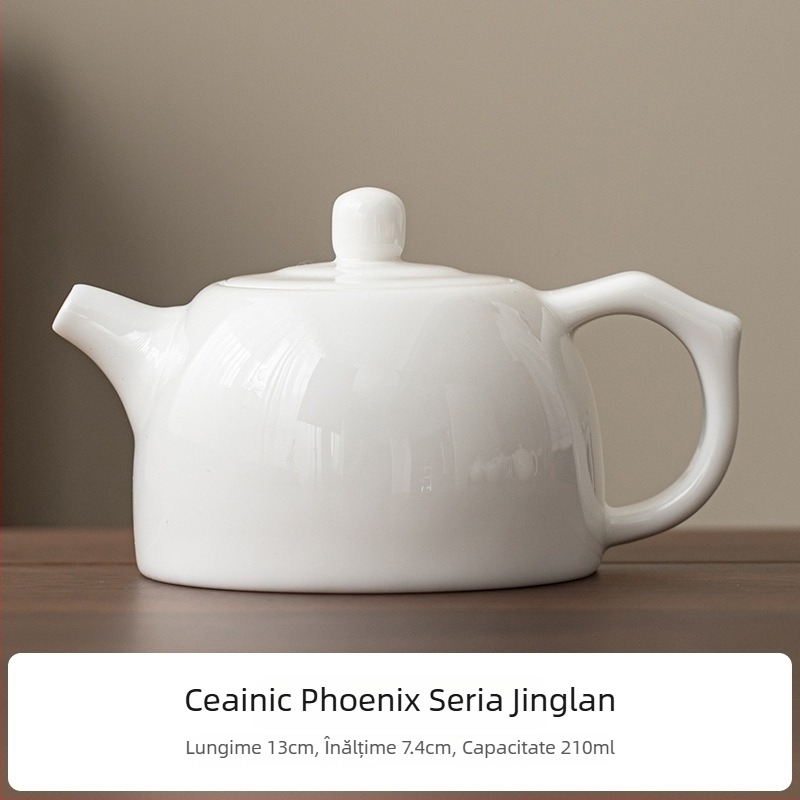 Ceainic din porțelan alb Dehua, handmade în stil Kung Fu, motiv Fenix, ceainic ceramic pentru uz casnic, posibilitatea personalizării logo-ului