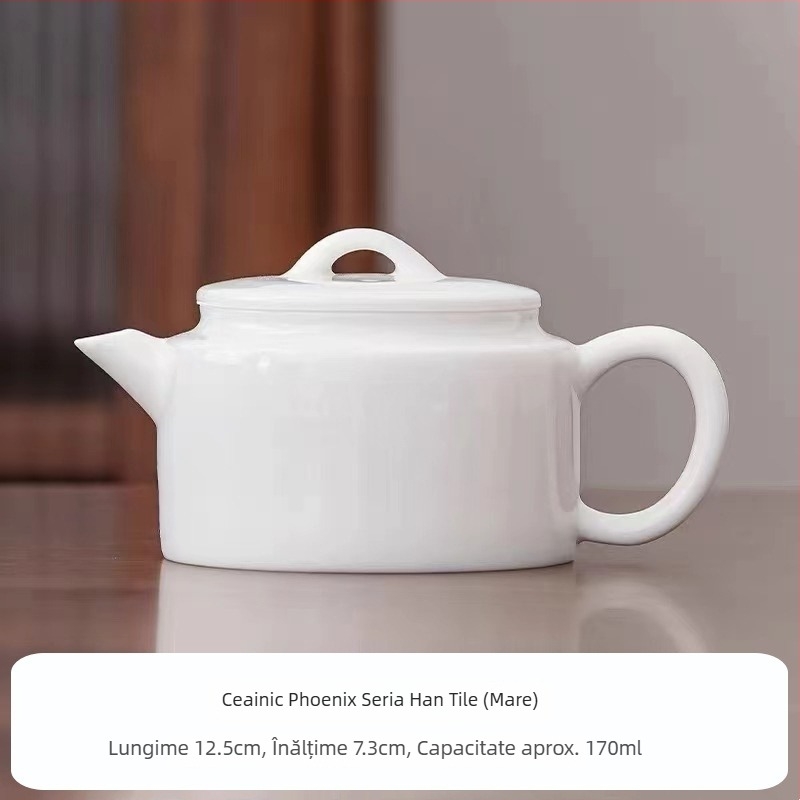 Ceainic din porțelan alb Dehua, handmade în stil Kung Fu, motiv Fenix, ceainic ceramic pentru uz casnic, posibilitatea personalizării logo-ului