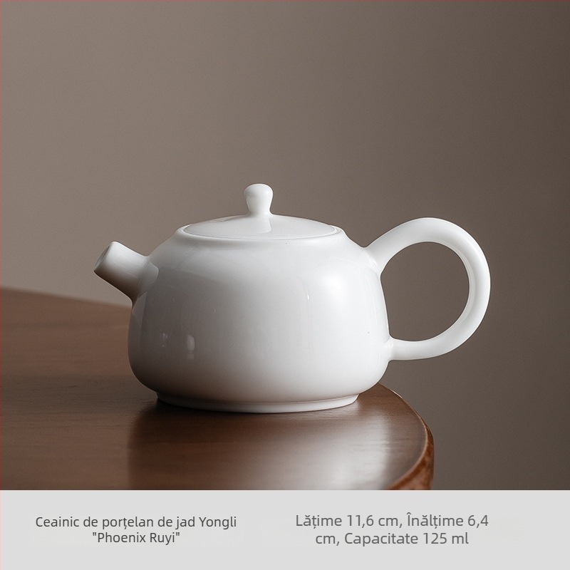 Ceainic din porțelan alb Dehua, handmade în stil Kung Fu, motiv Fenix, ceainic ceramic pentru uz casnic, posibilitatea personalizării logo-ului