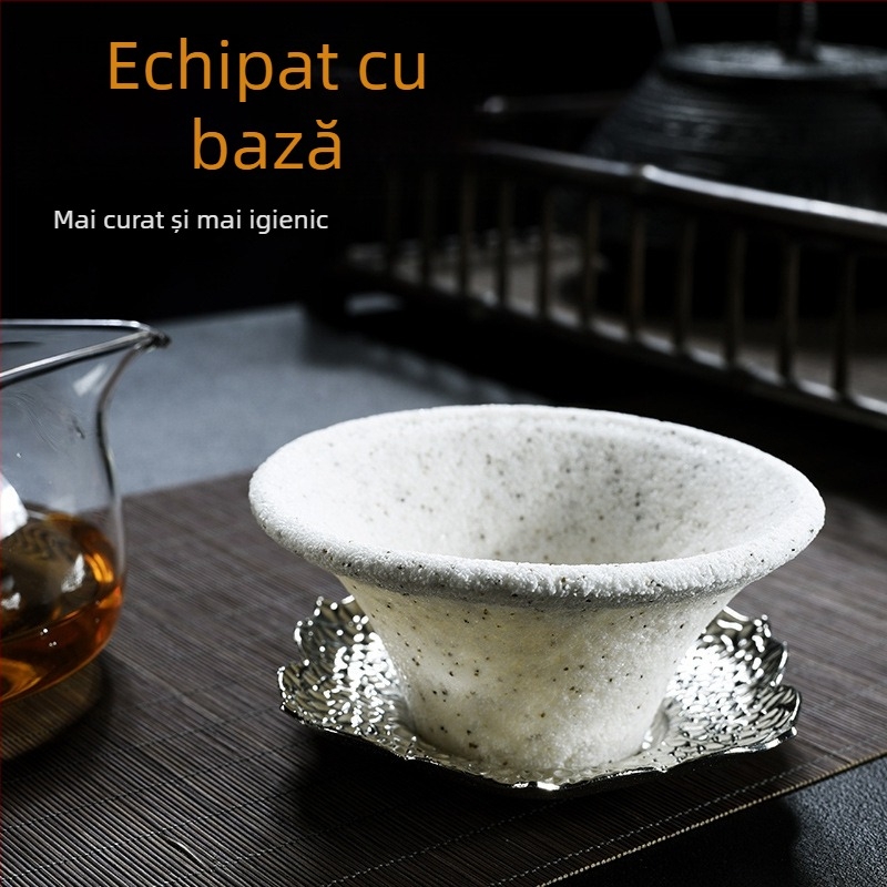 Filtru de ceai din porțelan cu pâlnie — filtru ceramic neporos pentru frunzele de ceai