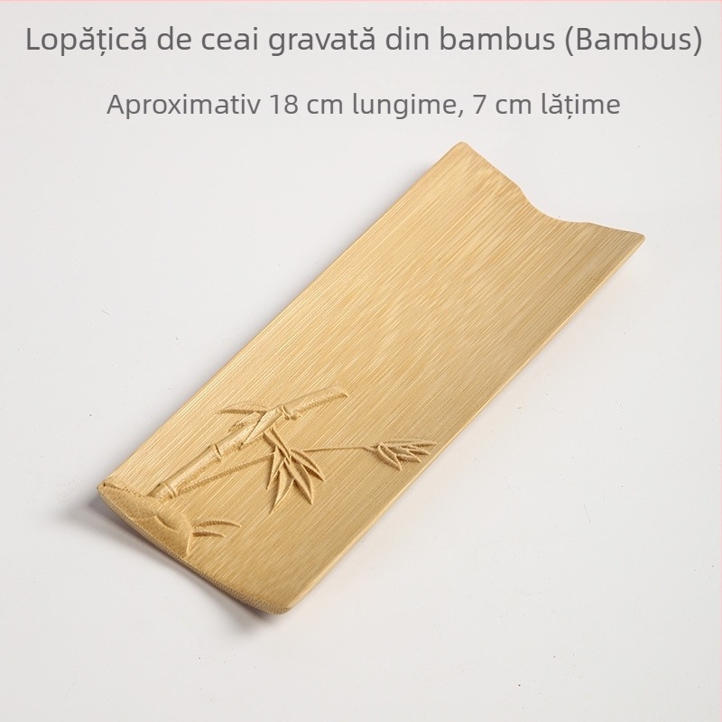 Set de ceai din bambus, două piese, cu ac de ceai și linguriță, veselă lotus pentru ceai, kit Six Gentlemen
