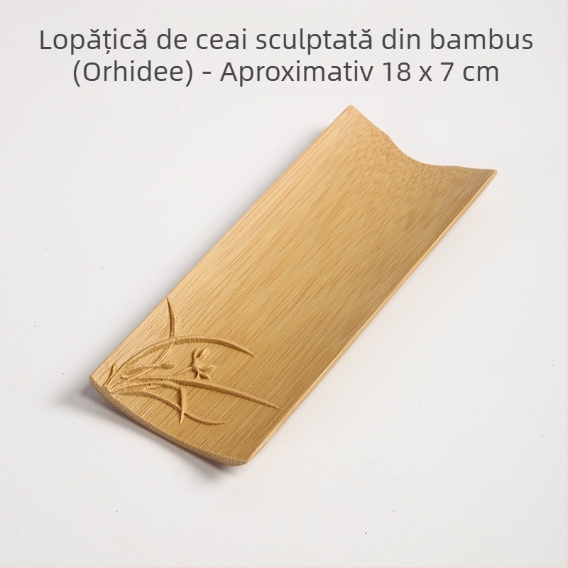 Set de ceai din bambus, două piese, cu ac de ceai și linguriță, veselă lotus pentru ceai, kit Six Gentlemen