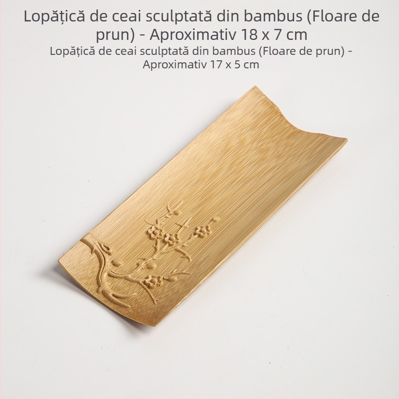 Set de ceai din bambus, două piese, cu ac de ceai și linguriță, veselă lotus pentru ceai, kit Six Gentlemen