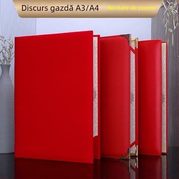 Copertă de certificat din piele roșie, format A4, pentru discursuri și recitarea poeziei