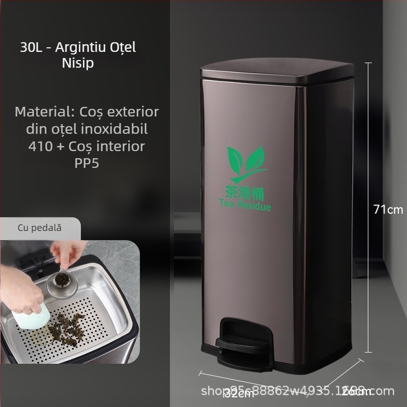 Coș din oțel inoxidabil pentru resturi de ceai cu filtru, utilizare în birou, 12 L