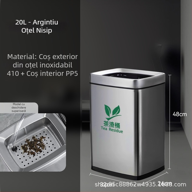 Coș din oțel inoxidabil pentru resturi de ceai cu filtru, utilizare în birou, 12 L