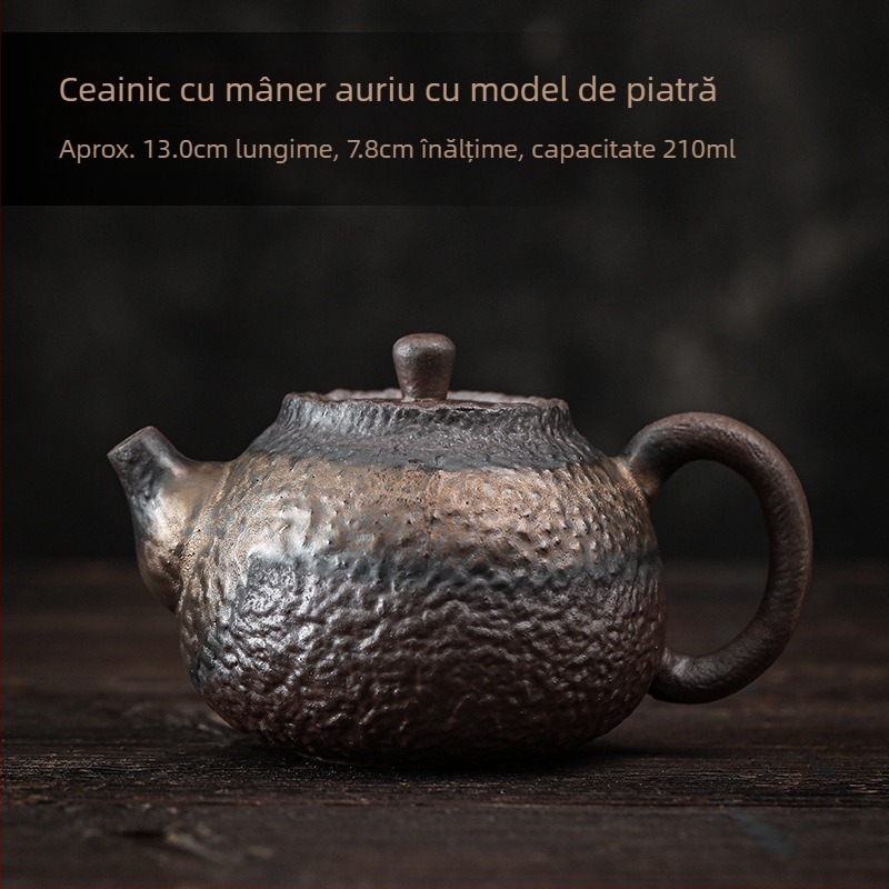 Set de încălzire a ceaiului din ceramică, stil rustic vintage, bază de lumânare în stil japonez și ceainic ceramic.