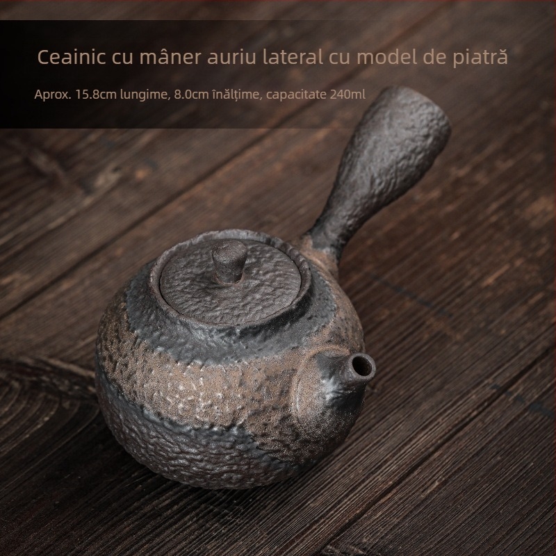 Set de încălzire a ceaiului din ceramică, stil rustic vintage, bază de lumânare în stil japonez și ceainic ceramic.