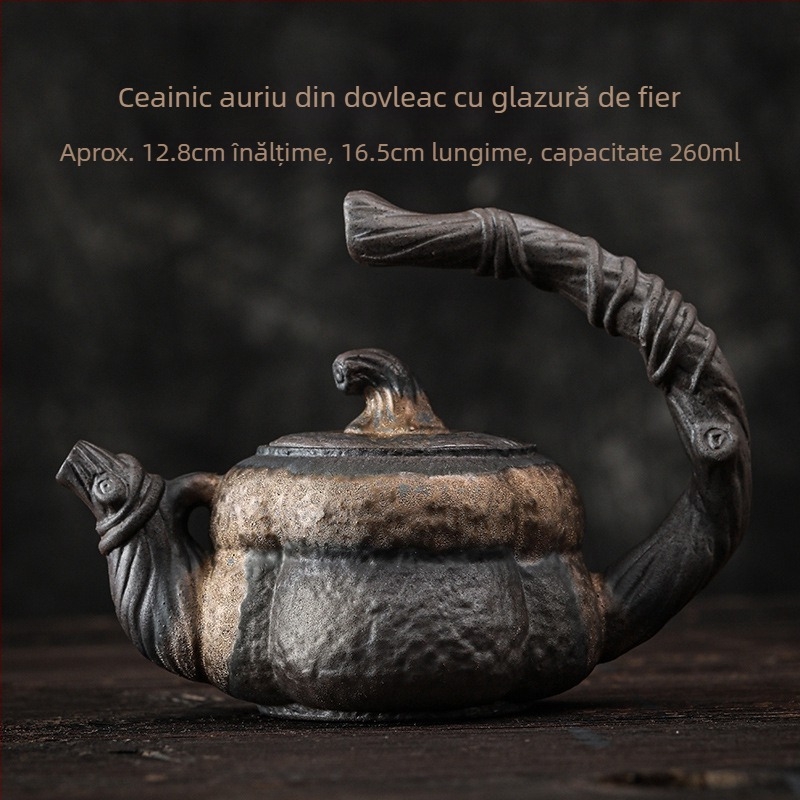 Set de încălzire a ceaiului din ceramică, stil rustic vintage, bază de lumânare în stil japonez și ceainic ceramic.
