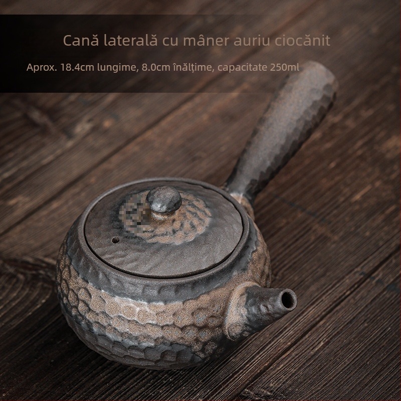 Set de încălzire a ceaiului din ceramică, stil rustic vintage, bază de lumânare în stil japonez și ceainic ceramic.