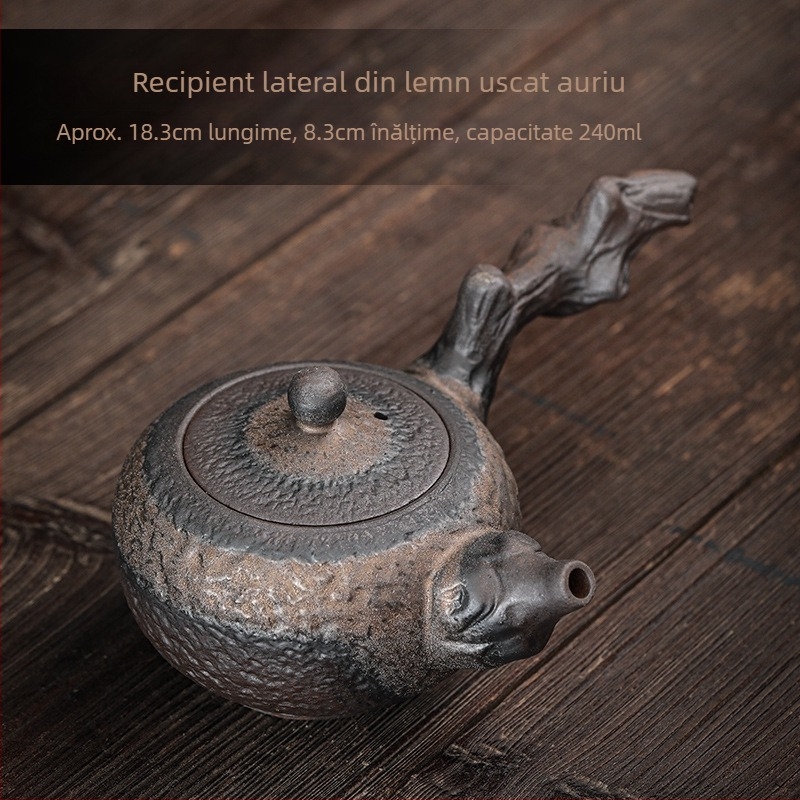 Set de încălzire a ceaiului din ceramică, stil rustic vintage, bază de lumânare în stil japonez și ceainic ceramic.