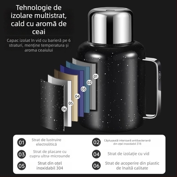 Nobleman ceainic termoizolant din oțel inoxidabil 316, capacitate mare, pentru birou și acasă