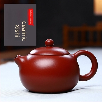 Ceainic din lut purpuriu, lucrat manual, stil Red Robe Xishi, pentru pregătirea ceaiului acasă, într-o cutie cadou