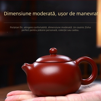 Ceainic din lut purpuriu, lucrat manual, stil Red Robe Xishi, pentru pregătirea ceaiului acasă, într-o cutie cadou