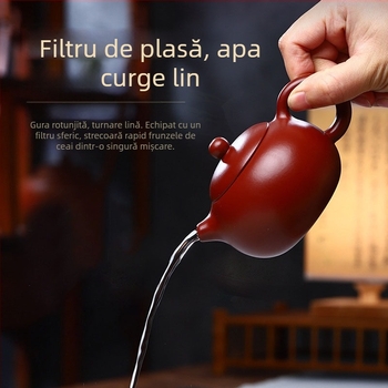 Ceainic din lut purpuriu, lucrat manual, stil Red Robe Xishi, pentru pregătirea ceaiului acasă, într-o cutie cadou