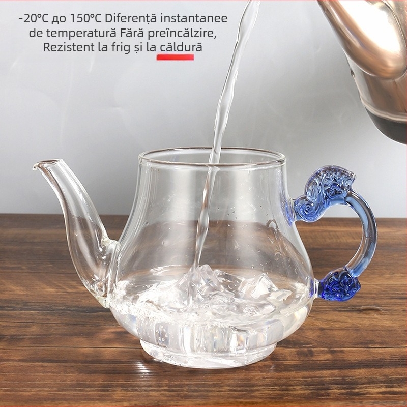Ceainic din sticlă borosilicat de înaltă rezistență, pentru folosire la cald și rece, cu interior din oțel inoxidabil 304, set de ceai pentru casă, filtru din oțel inoxidabil, pentru ceai de flori