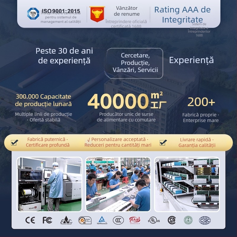 Sursă de alimentare cu comutator UL, rezistentă la apă, 12V–24V, pentru iluminat industrial și iluminat de perete (IP67)