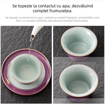 Set de ceai din porțelan Zijun Kiln Kung Fu cu model Ice Flower — ceainic, gaiwan și cești, în stil luxos ușor