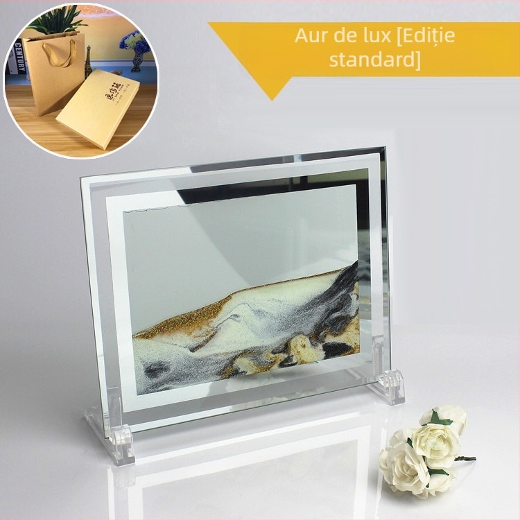 Pictură 3D cu nisip fluid într-un ceas de nisip — ornament din sticlă pentru decorul casei